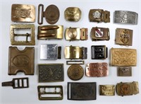 MIXED MILITARY AND SOUVENIR BELT BUCKLES LOT OF 24