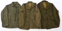 WWII US ARMY M43 FIELD JACKET & HBT TUNIC LOT OF 3