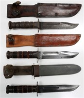 WWII USN MARK2 & KA-BAR COMBAT KNIFE LOT OF 3