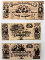 Coin 3 Canal Bank New Orleans Bank Notes BU