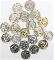 Coin 20 Brilliant Unc. Franklin Half Dollars 1957