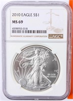 Coin 2010 Silver Eagle NGC MS69