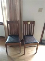 Pair antique oak chairs