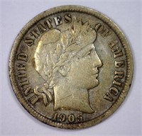 1905 Barber Silver Dime Extra Fine XF