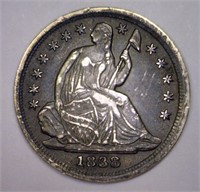 1838 Seated Liberty Silver Half Dime XF dark
