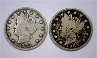 1883 Liberty V Nickel Pair WITH & WITHOUT CENTS