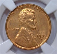 1937-S Lincoln Cent NGC MS66 RD