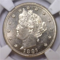 1885 Liberty Head V Nickel Key Date NGC MS62