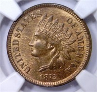 1872 Indian Head Cent Rev of '69 NGC MS64 RB