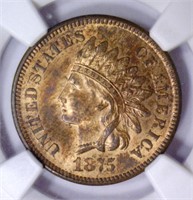 1875 Indian Head Cent NGC MS63 RB