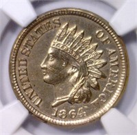 1864 Indian Head Cent CN NGC UNC details Clnd