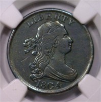 1804 Draped Bust Half Cent 1/2c NGC AU details cln