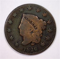 1826 Coronet Head Large Cent Very Good VG details