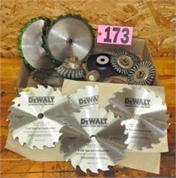 Saw blades incl. (4) new, grider brushes, & more