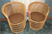 2-wicker barrel chairs