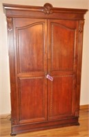 Modern cherry armoire, 7' T x 4' W x 22" D