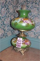 Handpainted GWTW-style table lamp, has damage