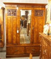 Antique English burlwood Wardrobe