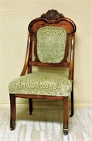 American Victorian Feather Crowned Mahogany Chair.