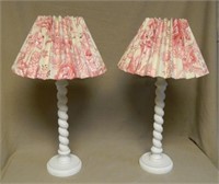 Barley Twist Painted Wooden Table Lamps.