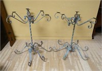 Painted Wrought Iron Candle Stands.