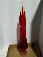 Mid-century red glass vase