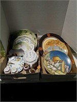 Assorted decorative plates, teapot and salt and