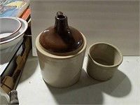 Stoneware jug and butter crock both in good