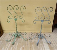 Painted Wrought Iron Candle Stands.