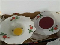 Art Deco shaped tulip bowl and two plates