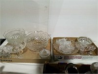 2 boxes glass bowls and serving pieces