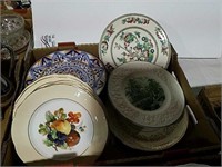 Several different patterned plates