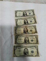 4- 1 dollar 1935 silver certificates and 1 -1953