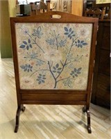Mahogany Framed Fire Screen with Early Needlework.
