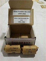 24- silver Franklin half dollars 1949 -1963