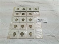 16 Liberty nickels various dates 1897 to 1912