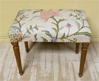 Crewel Embroidered Top Stool.