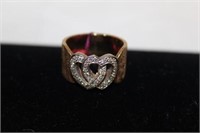 14kt yellow gold double Heart Diamond Ring w/