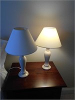 2 White Table Lamps 20"Tall with Shades