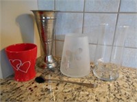 5 Piece Mixed Lot of Candle Items and Vases