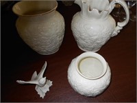 4 Piece White Porcelain Items Including Pitcher