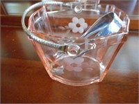 Pink Cut Glass Ice Bucket