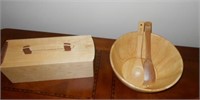 Wood Bread Box and 12"Wide Salad Bowl