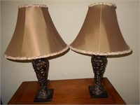 2 Resin Table Lamps 24"Tall with Shades