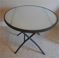Glass and Metal Outdoor Round Table 32"Wide, and
