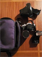35mm Olympus camera, lenses and bag