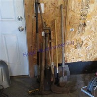 Spade, axe, hard tine rake