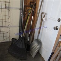 Scoop shovel, snow shovel, hard tine rake