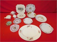 Large glass bowl, plates, saucers etc