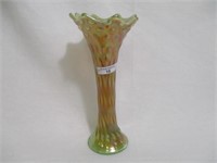 Fenton 9 1/2" VASELINE OPAL Rustic flared vase.